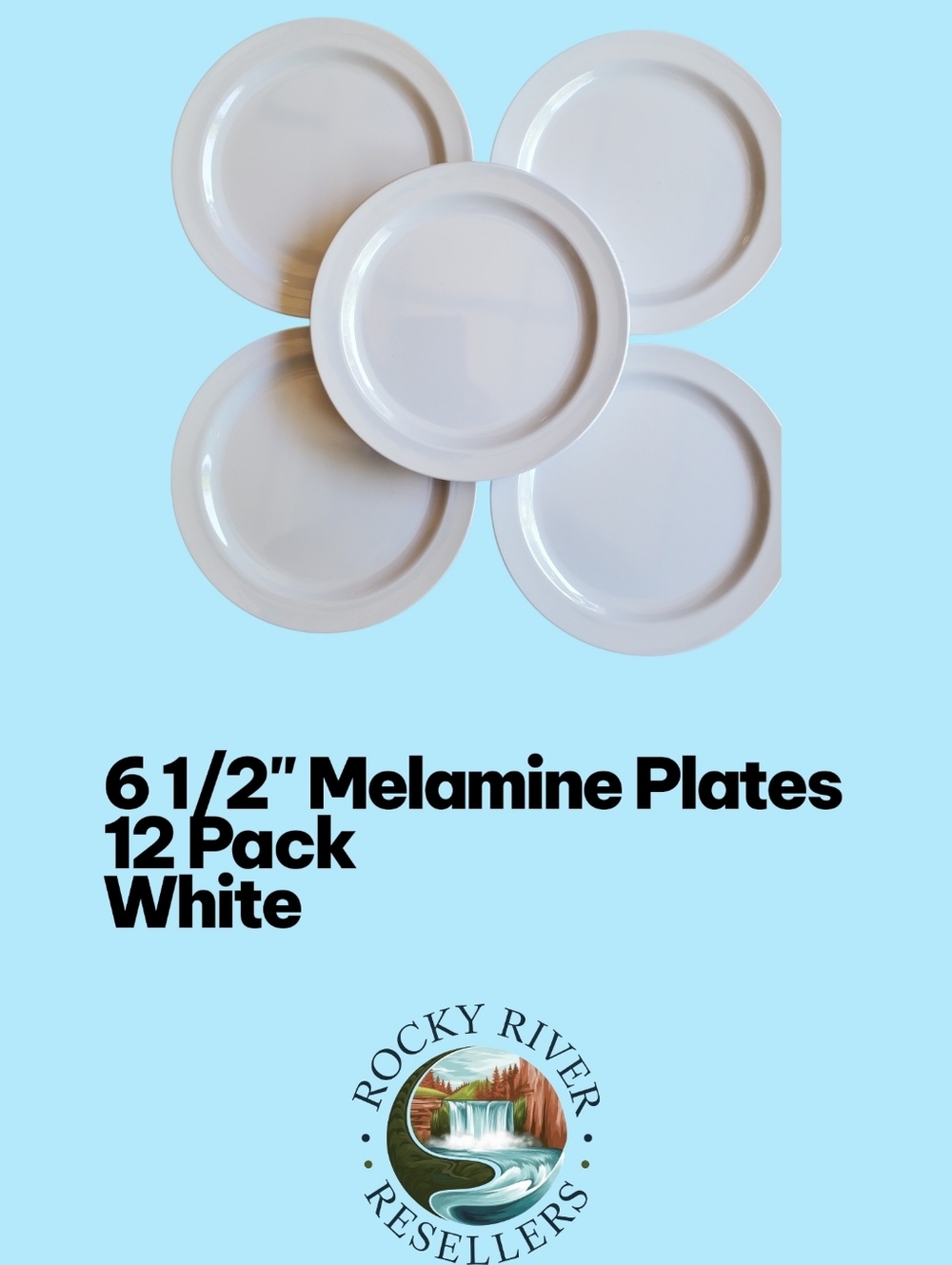 6 1/2" Melamine Plates | 12/Pack | Narrow Rim | White